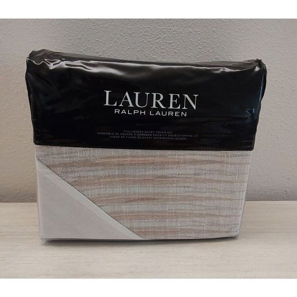Ralph Lauren MASON GEO STRIPE Cream Multi Cotton Full Queen Duvet Cover Set - Picture 1 of 10